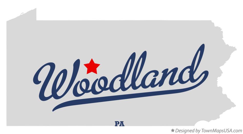 Map of Woodland Pennsylvania PA