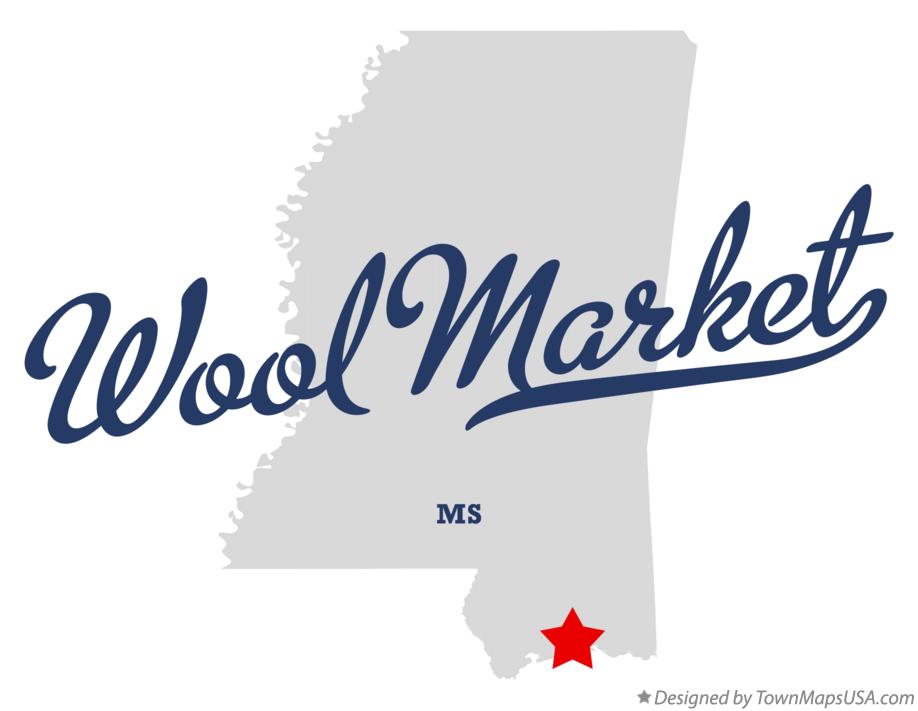 Map of Wool Market Mississippi MS