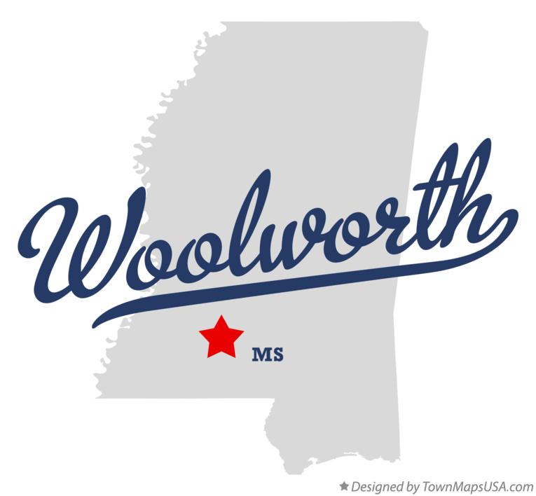 Map of Woolworth Mississippi MS
