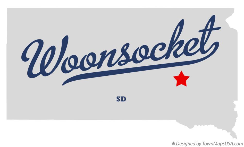 Map of Woonsocket South Dakota SD