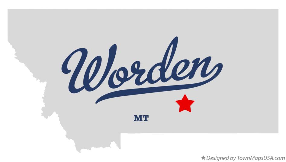 Map of Worden Montana MT