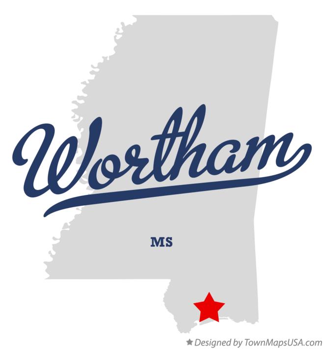Map of Wortham Mississippi MS