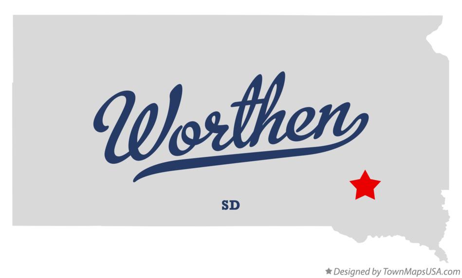Map of Worthen South Dakota SD