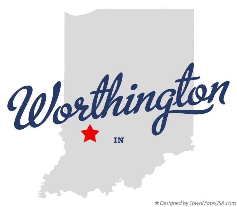 Map of Worthington Indiana IN
