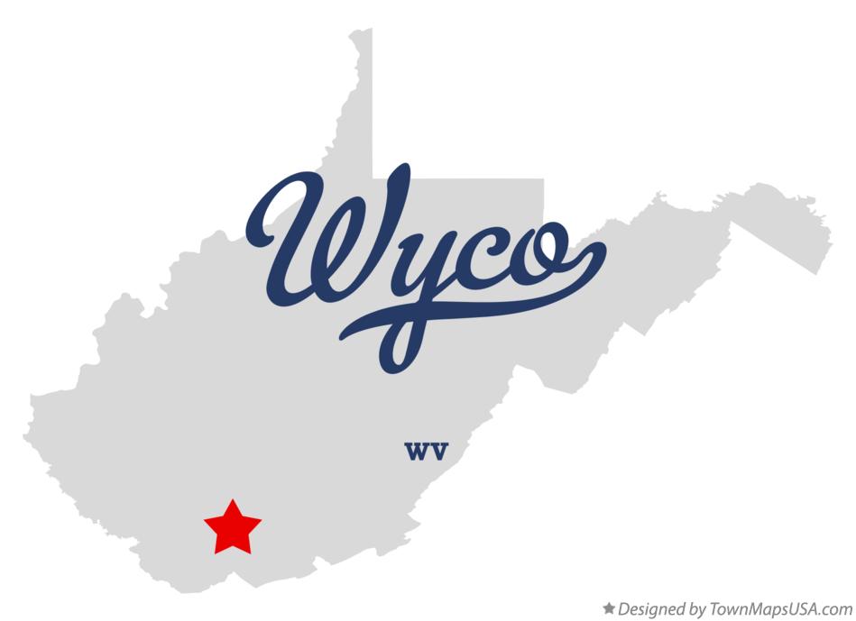 Map of Wyco West Virginia WV