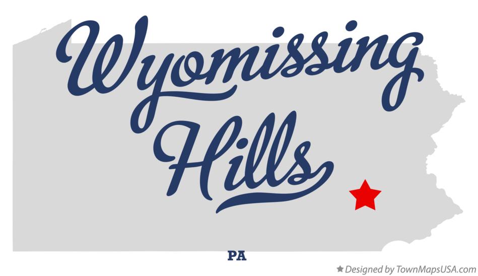 Map of Wyomissing Hills Pennsylvania PA