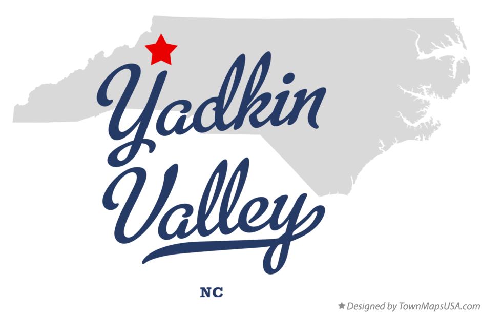 Map of Yadkin Valley North Carolina NC