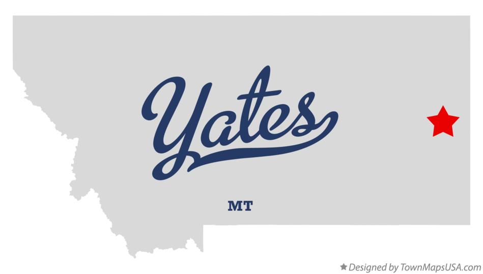 Map of Yates Montana MT