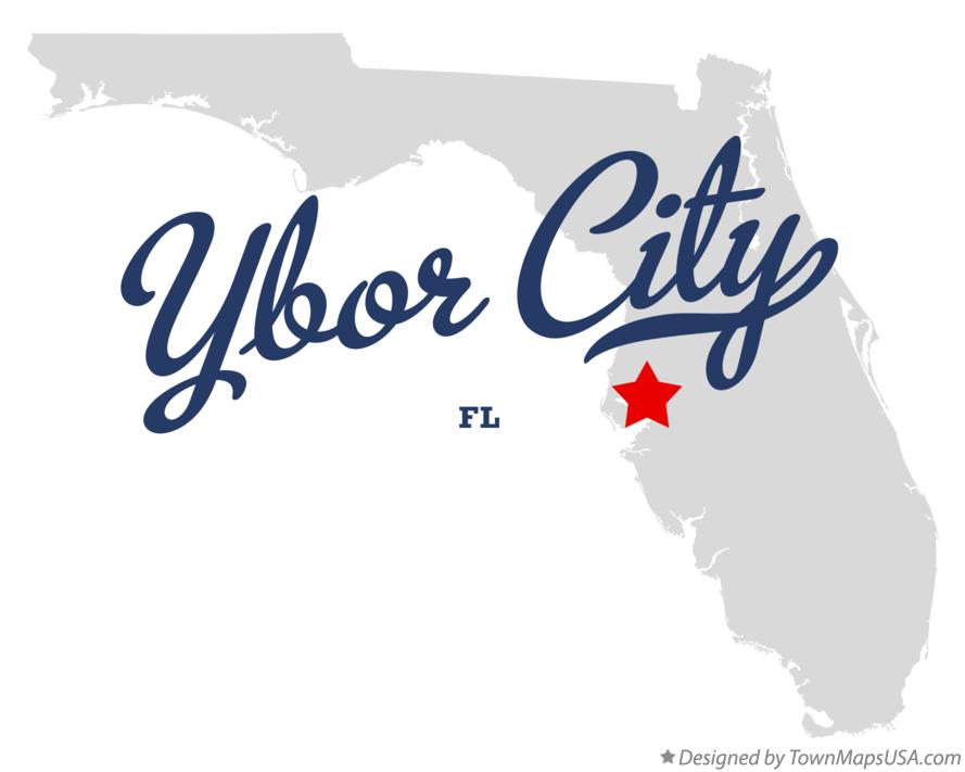 Map of Ybor City Florida FL