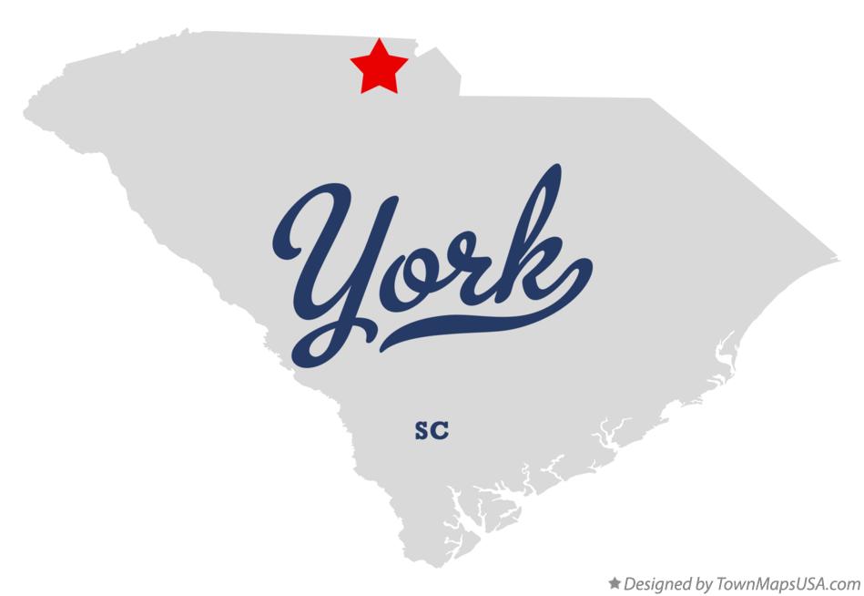 Map of York South Carolina SC