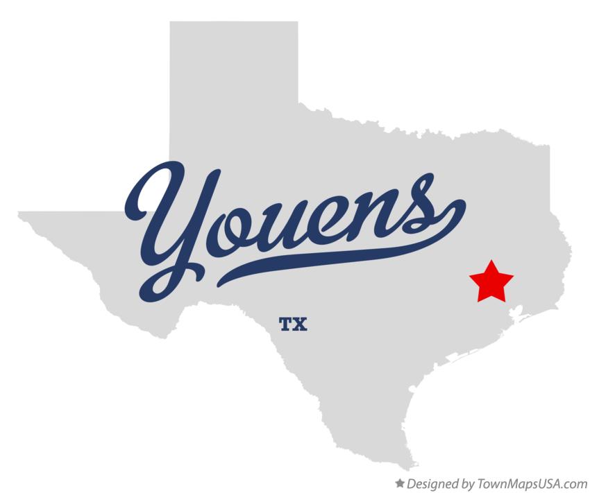Map of Youens Texas TX