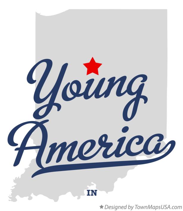 Map of Young America Indiana IN