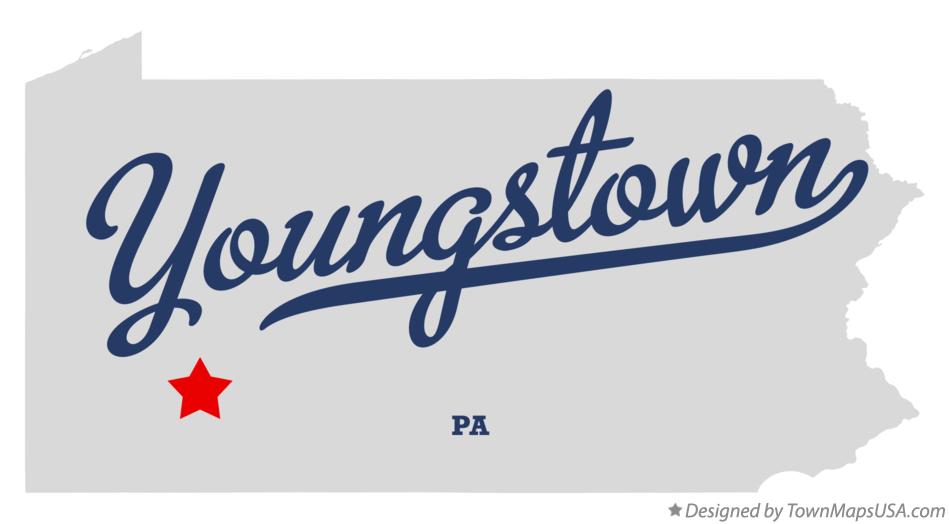 Map of Youngstown Pennsylvania PA