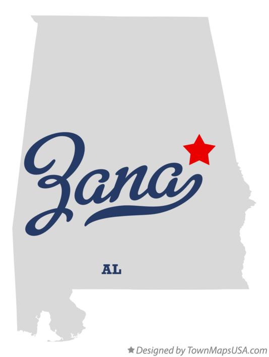 Map of Zana Alabama AL
