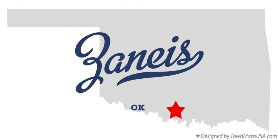 Map of Zaneis Oklahoma OK
