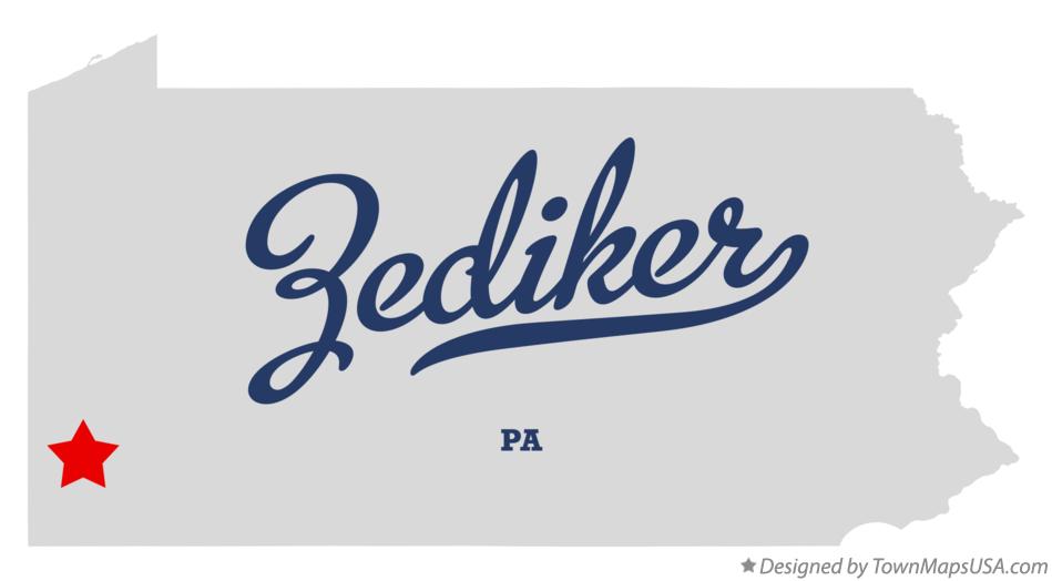 Map of Zediker Pennsylvania PA