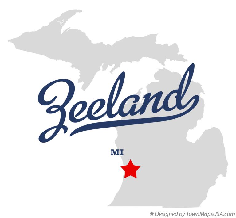 Map of Zeeland Michigan MI