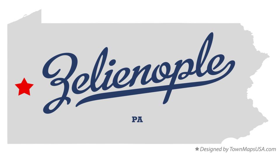 Map of Zelienople Pennsylvania PA