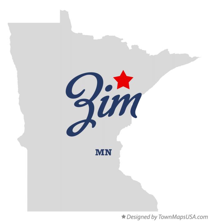 Map of Zim Minnesota MN
