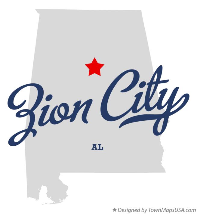 Map of Zion City Alabama AL
