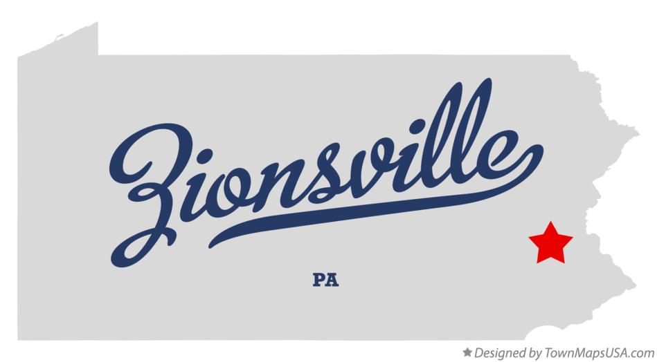 Map of Zionsville Pennsylvania PA