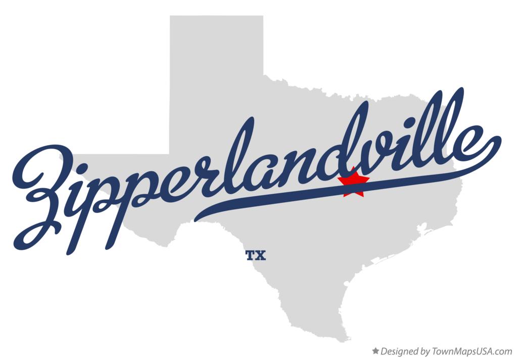 Map of Zipperlandville Texas TX