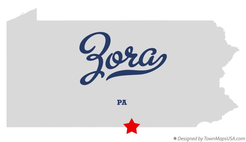 Map of Zora Pennsylvania PA