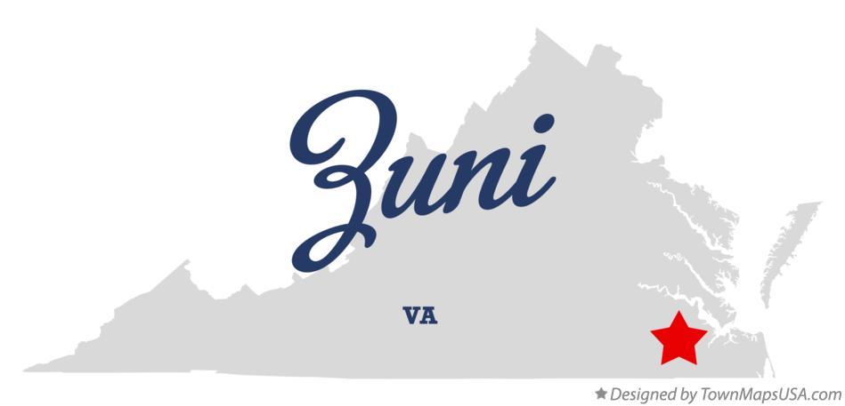 Map of Zuni Virginia VA