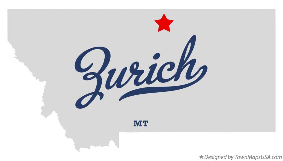 Map of Zurich Montana MT
