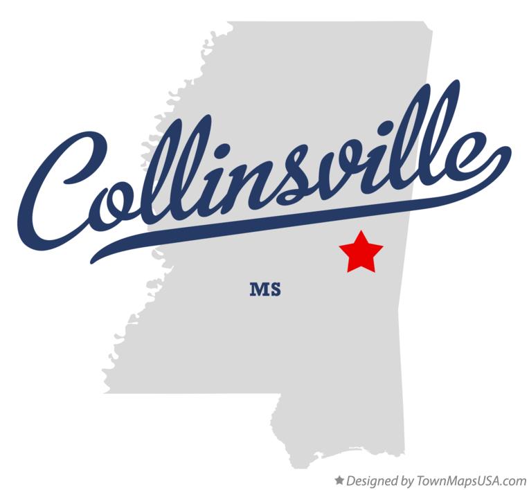 Map of Collinsville Mississippi MS