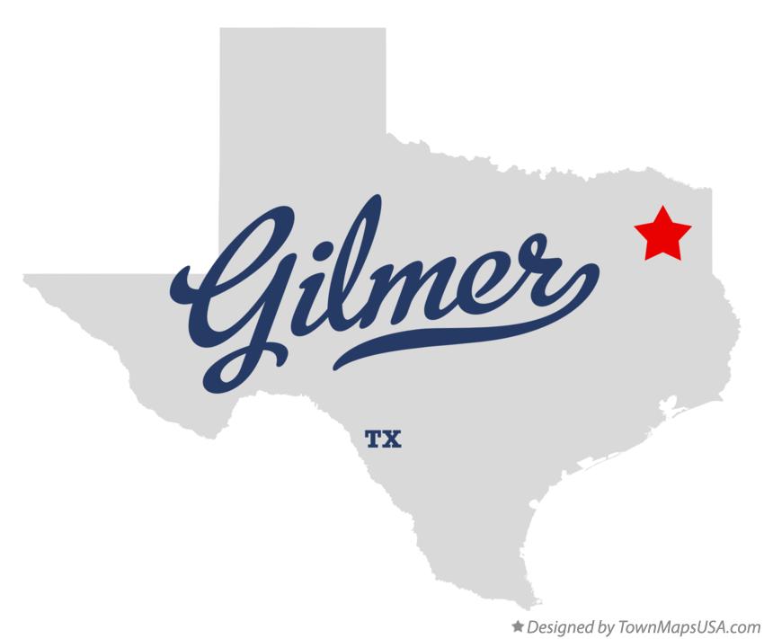 Map of Gilmer Texas TX