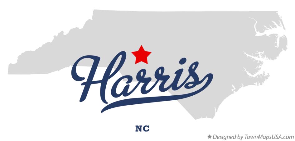 Map of Harris, Stanly County, NC, North Carolina