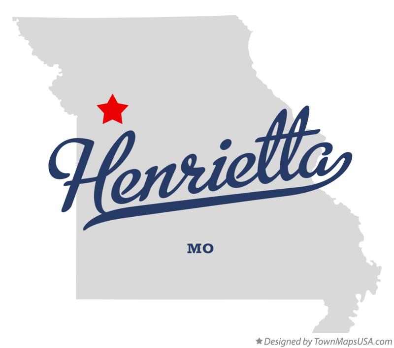 Map of Henrietta, MO, Missouri