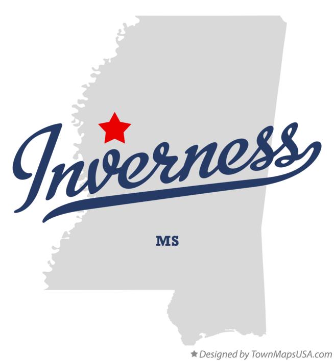 Map of Inverness Mississippi MS