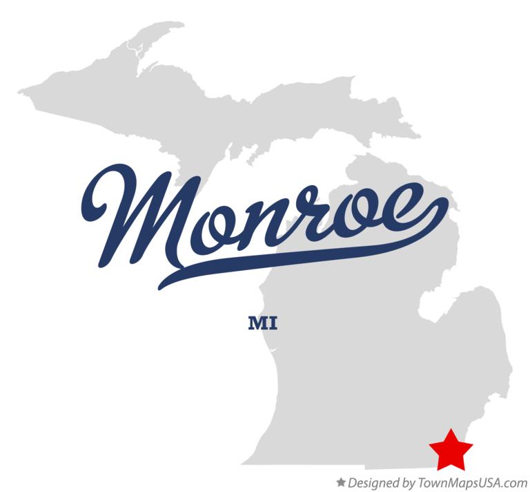 Map of Monroe, Monroe County, MI, Michigan