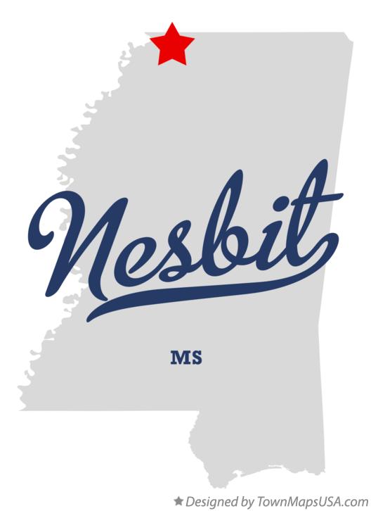 Map of Nesbit Mississippi MS